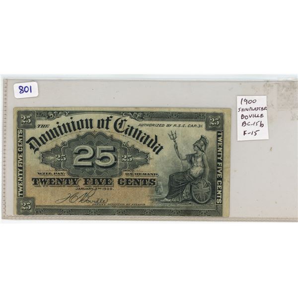 1900 25 Cents Shinplaster. Boville signature. BC-15b. Fine-15.