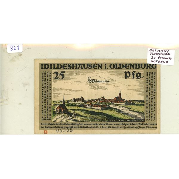 Germany – Weimar Republic. City of Oldenburg 25 Pfennig Notgeld. VF.