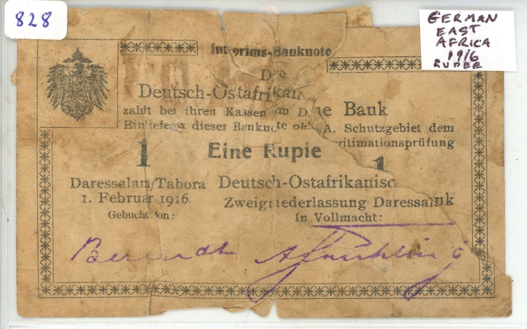 German East Africa. 1916 1 Rupee. After the end of World War I, Germany ...