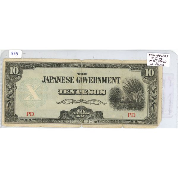 Philippines. Japanese Invasion Money issued by the Japanese Military during the occupation of the Ph