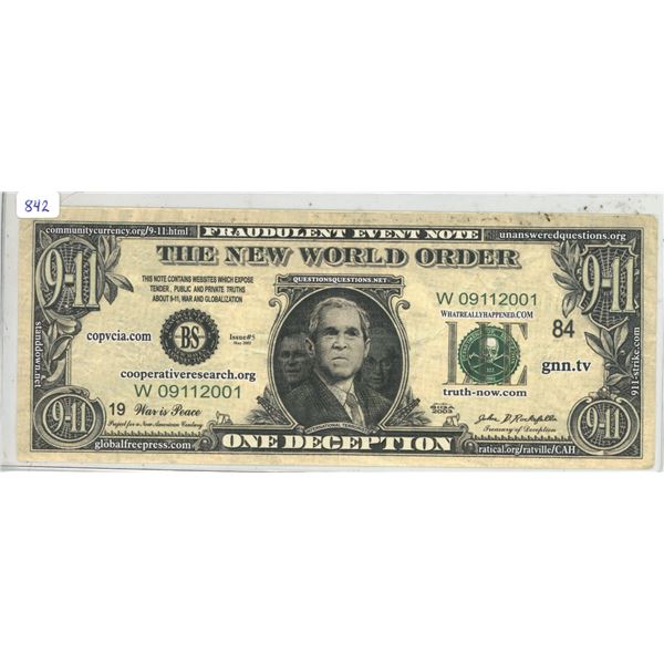 USA. The New World Order. Not a real note. EF.