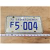 Image 1 : 1972 Saskatchewan license plate