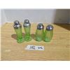 Image 1 : 2 pairs of depression green glass salt and pepper shakers