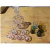 Image 1 : Vintage playing card glasss liqour decanter bottle with stopper and 5 matching shot glasses and 5 ex