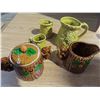 Image 1 : Brown colour squrriel sugar and creamer and 3 vintage japanese measuring cups