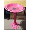 Image 2 : Sunray pink/red solar lighted bird bath and metal leaf candle holder