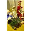 Image 4 : Assorted Christmas décor- light up music clock, Mrs Slaw, snowmen