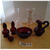 Image 1 : Red Glass ware and Décor wine glass and unicorn bell