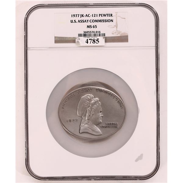 Martha Washington U.S. Assay Medal Pewter MS65 NGC. [183658]