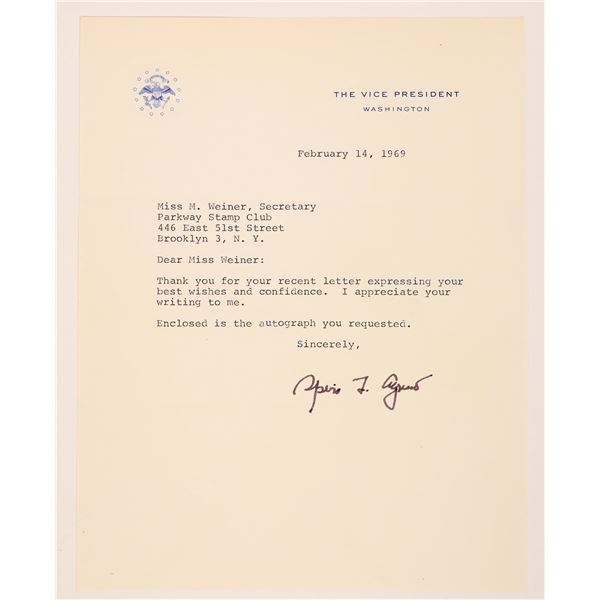 Stamped Signature of Spiro T. Agnew 1969 [187333]