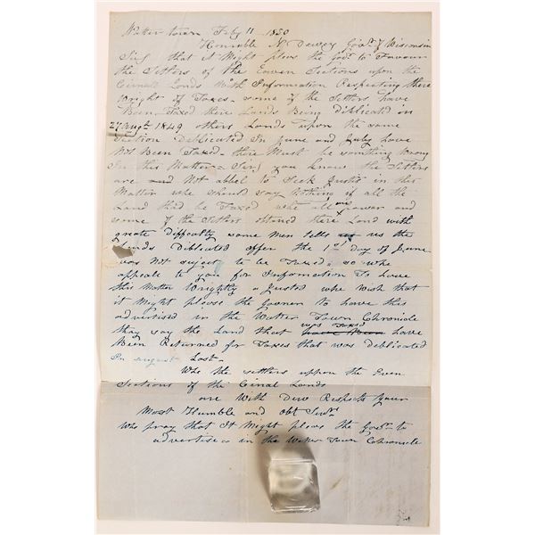 WI - Anonymous Letter to Governor c1851 [181333]