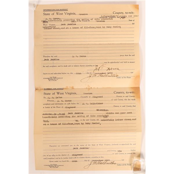 Arrest Warrant for Loitering At A House of Ill Fame [182012]