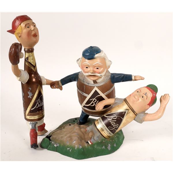 Blatz Beer Cast Iron Baseball Players Promotional Statue 1950s [170249]