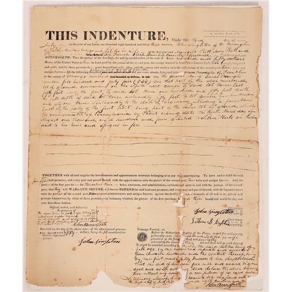 Land Indenture From 1833 [180130]