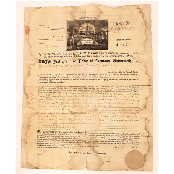 Royal Exchange Assurance Pictorial Policy 1899 [178095]