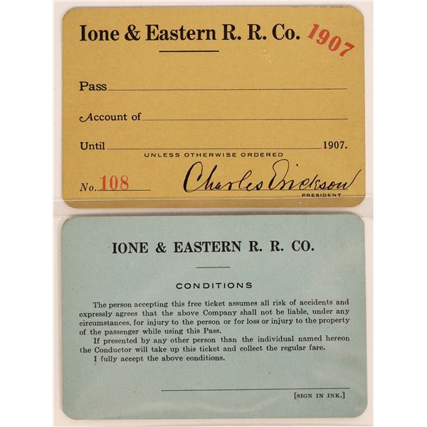 Ione & Eastern RR Co. pass 1907/08 [179654]