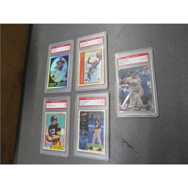 5-Collector Sports Trading Cards Bradshaw/Brown/Bryant/Jeter in Sleeve - 5 X $