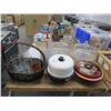 Image 1 : Glass Cake Stands, Basket, Asst. Table Items