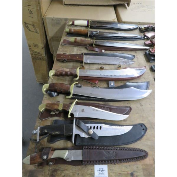9-Large Collector Knife w/Sheath - 9 X $