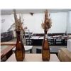 Image 1 : Ornate Metal Vases w/Silk Florals - Pair