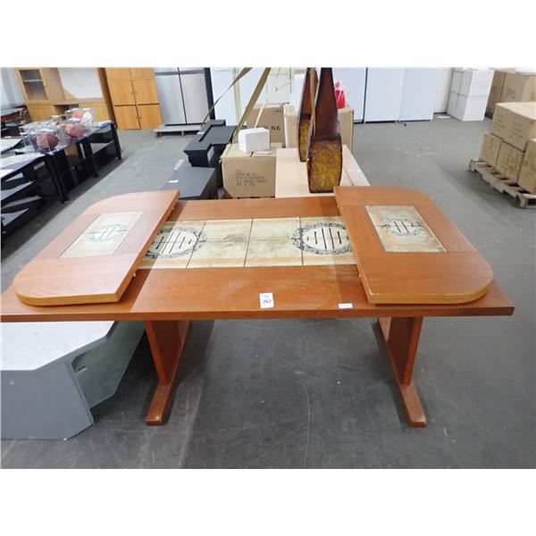 Mahogany Pedestal Dining Table w/Tile Inlay