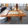 Image 1 : Mahogany Pedestal Dining Table w/Tile Inlay