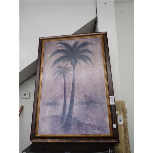 Framed Palm Tree Wall Art On Board - 24 X 36