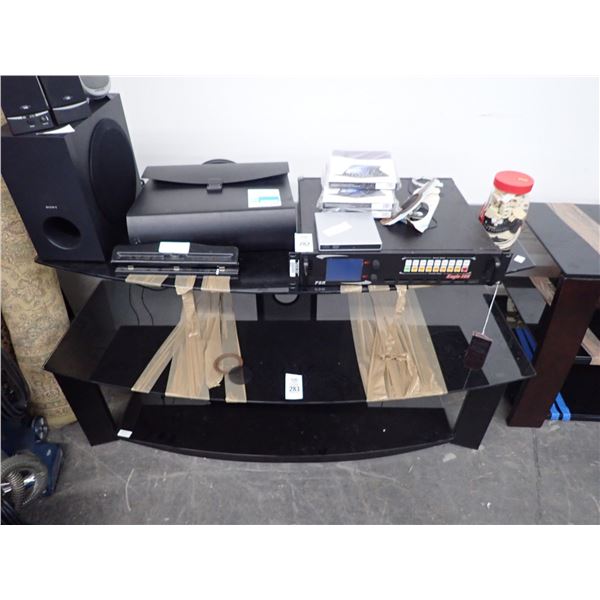 Black Glass 3 Shelf TV Console