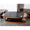 Image 1 : 2-Oak/Black Glass TV Console - 2 X $