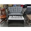 Image 1 : Grey Wicker Padded Patio Loveseat w/Coffee Table