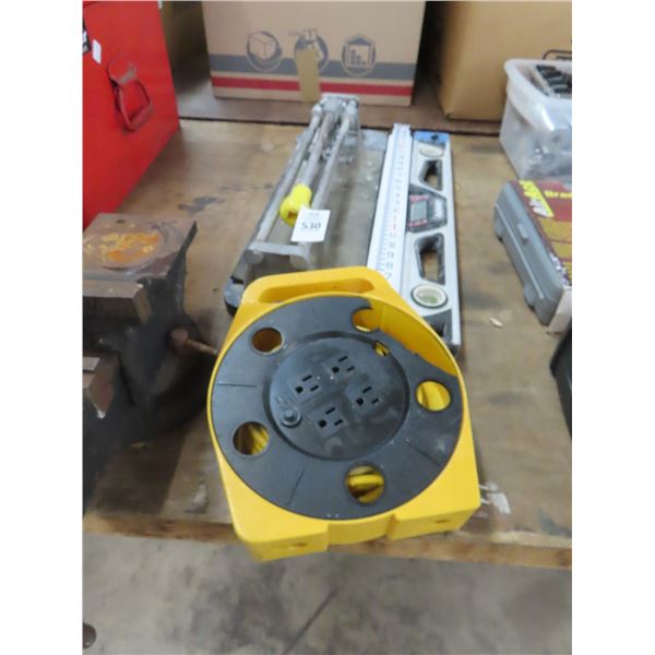 Tile Cutter, Cord Reel, Level, Contractor Ruler