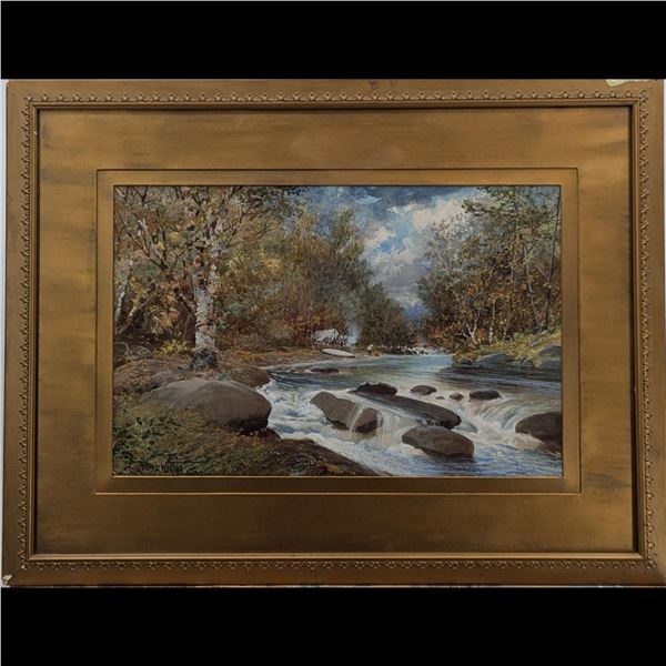 Signed James L. Weston (Canadian, 1815-1896) Watercolor Landscape Painting