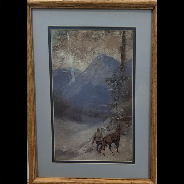 Unsigned Vintage Oil On Board Scenic Painting, Likely American