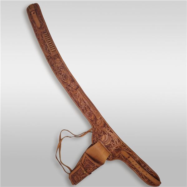 Vintage Signed And Dated Mexican Handmade Western Leather Gun Belt