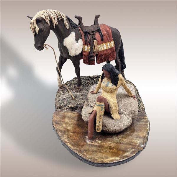 Vintage Daniel Monfort "Princess Wahkuna" Western Hydrostone Statue