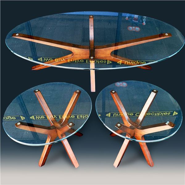 Set Of Mid Century Modern Adrian Pearsall Coffee Table And Two End Tables