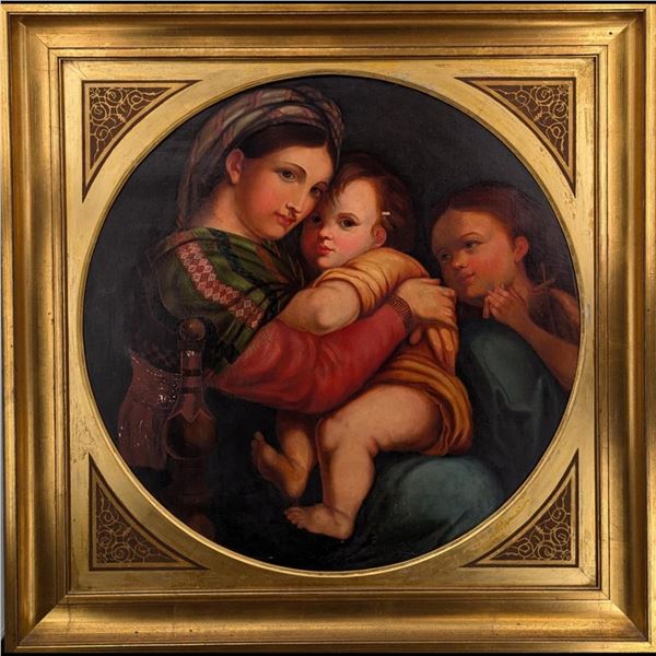 Large 18th-19th Century Oil On Canvas Family Portait Painting
