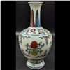 Image 2 : Chinese Hand Painted Wucai Porcelain Vase With Double Ring Six Character Mark