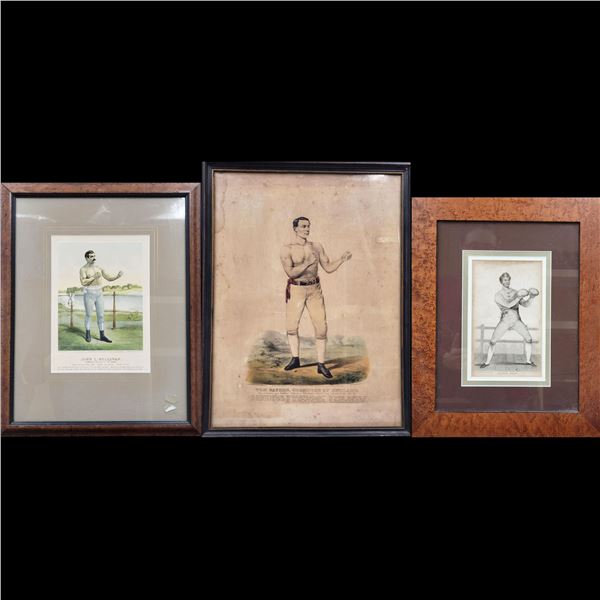 Lot Of 3 Antique Boxers Lithograph & Print Portraits