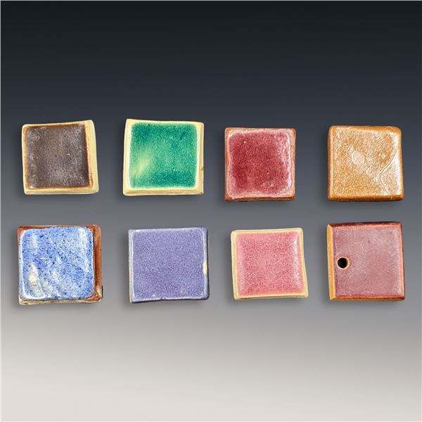 University Of North Dakota School Of Mines 8 Piece Lot Of Trial Glazed Tile Squares, Circa 1925