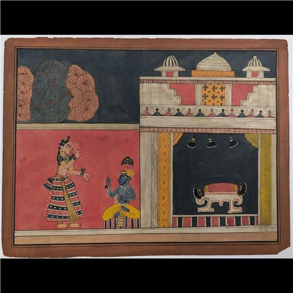 Indian Pahari School Miniature Painting From The Rasikapriya Series