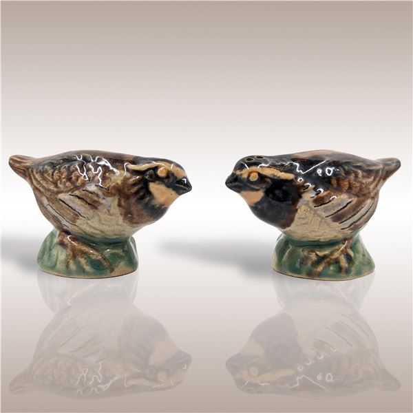 Pair Of Vintage Rosemeade Pottery Quail Salt Shakers