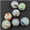 Image 3 : Marbles: Seven Possibly Ravenswood With Swirls And Twelve Green Game Marbles