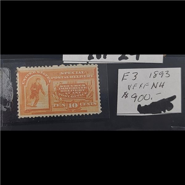 Rare E3 1893 10 Cent, Orange Special Delivery United States Stamp