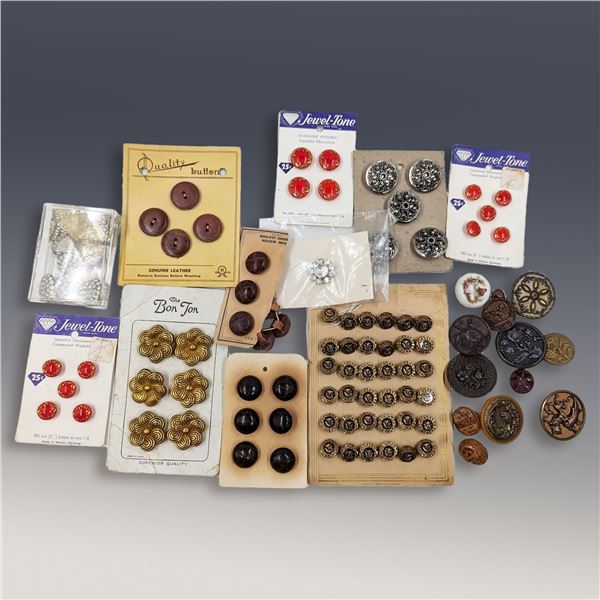 Large Lot Of Vintage Buttons Of Various Styles And Designs, Approx. 150 Items