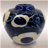 Image 1 : Heavy Cased Art Glass Vase With A Deep Blue Background