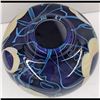 Image 3 : Heavy Cased Art Glass Vase With A Deep Blue Background