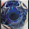 Image 9 : Heavy Cased Art Glass Vase With A Deep Blue Background