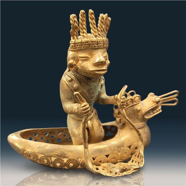 A Tairona Shaman Fisherman Boat Figure