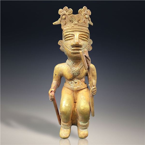 An Extra Large Tairona Seated Axe Shaman Figure
